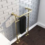 Oxford Towel Radiator – Brushed Brass Frame & Black Columns – 963 height x 538 width x 230 depth