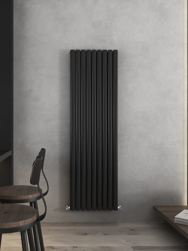 Nirvana Designer Vertical Oval Panel Radiator - Various Sizes - Black