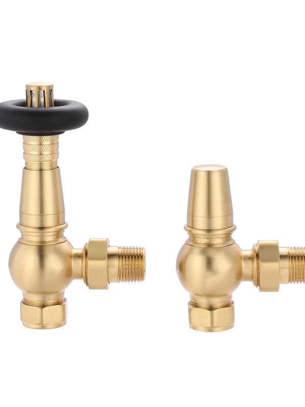 Senator Chelsea Vintage - Thermostatic Valve - Angled - Brushed Brass