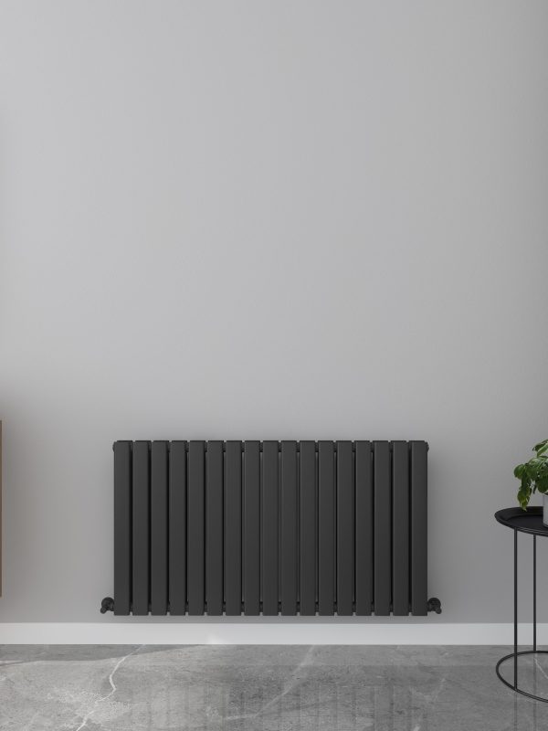 Milan Designer Horizontal Flat Panel Radiator - Various Sizes - Black