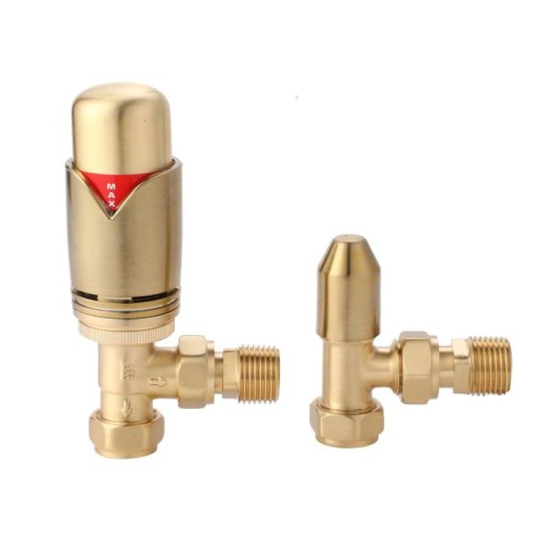 Senator Thermostatic Valve - Angled - Brushed Brass