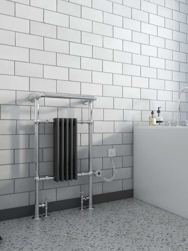 Electric Oxford Towel Radiators - Chrome Frame - Anthracite Grey