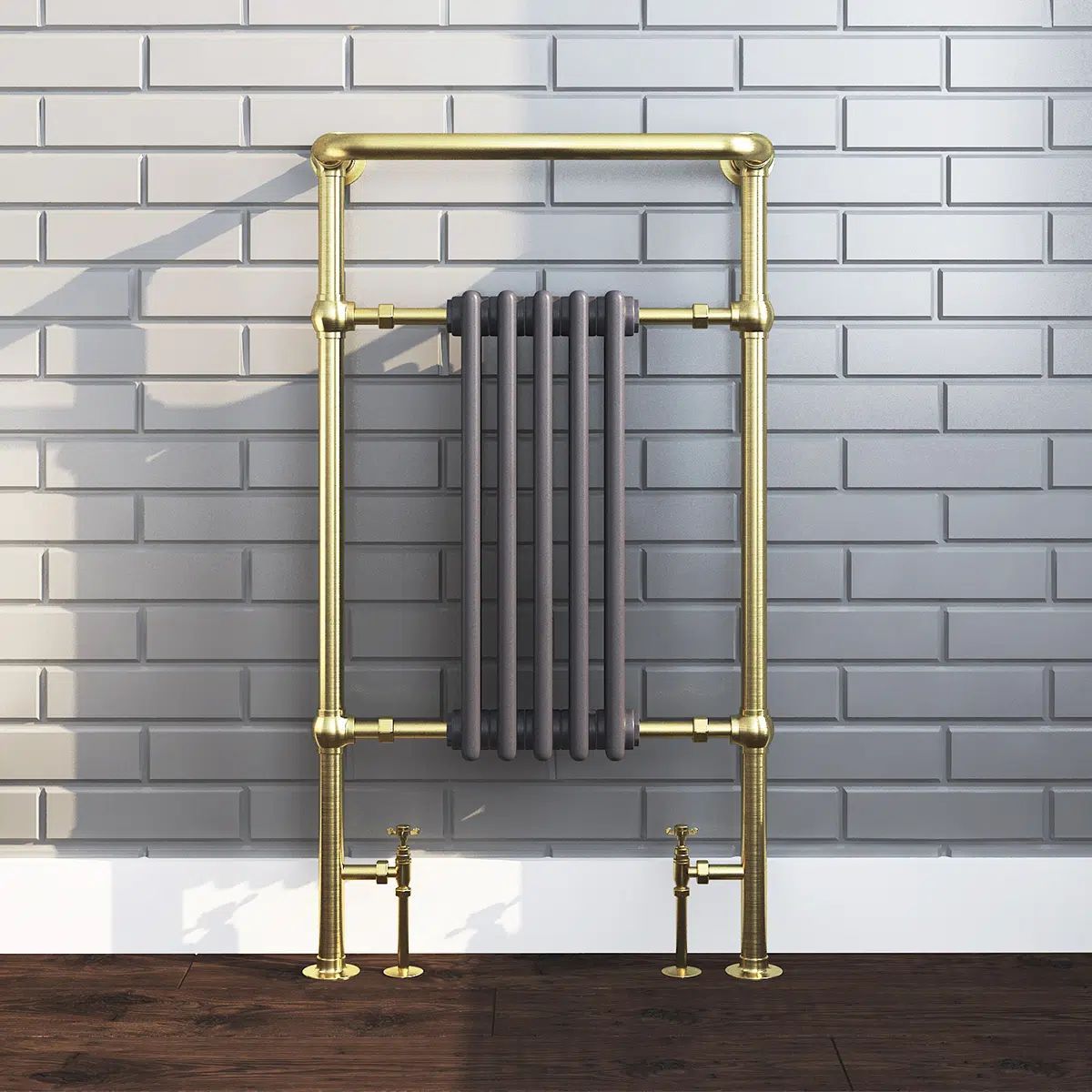 Oxford Towel Radiators - Brushed Brass Frame - Anthracite Grey